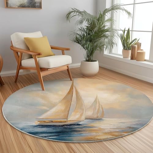 Generisch Weich Flanell Gelb Dunkelblau Runder Teppich rutschfest Waschbar, Einfach Meer Boot für Kinder Flur Wohnzimmer Büro Schlafzimmer, Ø 100 cm Rund Teppiche Einweihungsgeschenk Generisch Weich Flanell Gelb Dunkelblau Runder Teppich rutschfest Waschbar, Einfach Meer Boot für Kinder Flur Wohnzimmer Büro Schlafzimmer, Ø 100 cm Rund Teppiche Einweihungsgeschenk von Generisch