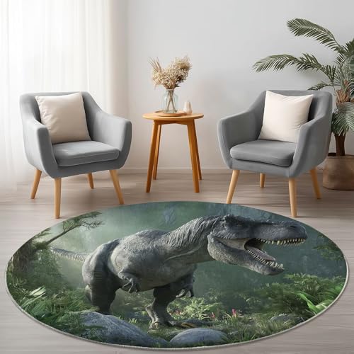 Allgemein Weich Flanell Grau Runder Teppich rutschfest Waschbar, Tier Wald Dinosaurier Runder Teppich für Kinder Flur Wohnzimmer Büro Schlafzimmer, Ø 180 cm Rund Teppiche Einweihungsgeschenk Allgemein Weich Flanell Grau Runder Teppich rutschfest Waschbar, Tier Wald Dinosaurier Runder Teppich für Kinder Flur Wohnzimmer Büro Schlafzimmer, Ø 180 cm Rund Teppiche Einweihungsgeschenk von Allgemein