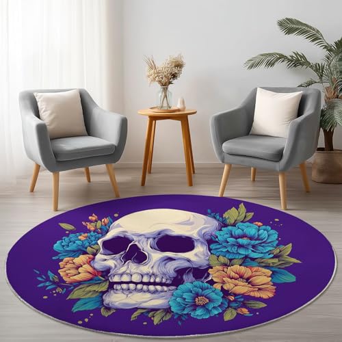 Allgemein Weich Flanell Lila Runder Teppich rutschfest Waschbar, Gothic Totenköpfe Blumen Runder Teppich für Kinder Flur Wohnzimmer Büro Schlafzimmer, Ø 180 cm Rund Teppiche Einweihungsgeschenk Allgemein Weich Flanell Lila Runder Teppich rutschfest Waschbar, Gothic Totenköpfe Blumen Runder Teppich für Kinder Flur Wohnzimmer Büro Schlafzimmer, Ø 180 cm Rund Teppiche Einweihungsgeschenk von Allgemein