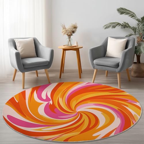 Allgemein Weich Flanell Orange Farbe Runder Teppich rutschfest Waschbar, Abstrakt Retro Linien Runder Teppich für Kinder Flur Wohnzimmer Büro Schlafzimmer, Ø 60 cm Rund Teppiche Einweihungsgeschenk Allgemein Weich Flanell Orange Farbe Runder Teppich rutschfest Waschbar, Abstrakt Retro Linien Runder Teppich für Kinder Flur Wohnzimmer Büro Schlafzimmer, Ø 60 cm Rund Teppiche Einweihungsgeschenk von Allgemein