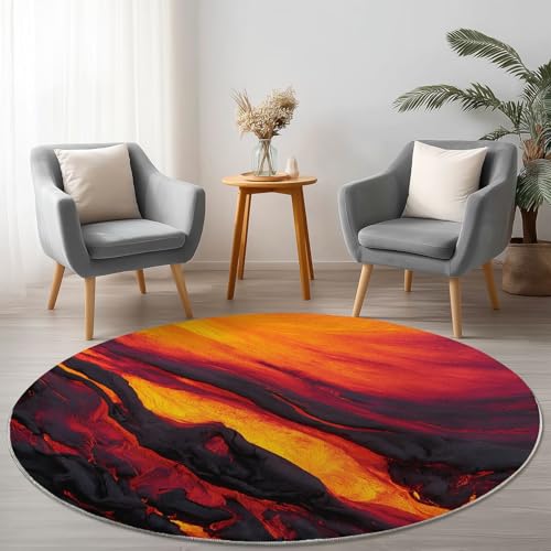 Allgemein Weich Flanell Rot Runder Teppich rutschfest Waschbar, Fantasie Lavastrom Linien Runder Teppich für Kinder Flur Wohnzimmer Büro Schlafzimmer, Ø 60 cm Rund Teppiche Einweihungsgeschenk Allgemein Weich Flanell Rot Runder Teppich rutschfest Waschbar, Fantasie Lavastrom Linien Runder Teppich für Kinder Flur Wohnzimmer Büro Schlafzimmer, Ø 60 cm Rund Teppiche Einweihungsgeschenk von Allgemein