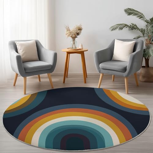 Allgemein Weich Flanell Schwarz Runder Teppich rutschfest Waschbar, Abstrakt Linien Regenbogen Runder Teppich für Kinder Flur Wohnzimmer Büro Schlafzimmer, Ø 90 cm Rund Teppiche Einweihungsgeschenk Allgemein Weich Flanell Schwarz Runder Teppich rutschfest Waschbar, Abstrakt Linien Regenbogen Runder Teppich für Kinder Flur Wohnzimmer Büro Schlafzimmer, Ø 90 cm Rund Teppiche Einweihungsgeschenk von Allgemein