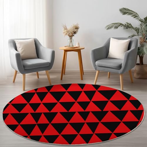 Anti-Rutsch Runder Teppich 150 cm, Abstrakt Design Geometrie Thema Waschbarer Runder Teppich für Wohnzimmer Kinderzimmer Büro, Schwarz Rot Flanell Rund Teppiche Weich Nicht Leicht zu Verblassen Anti-Rutsch Runder Teppich 150 cm, Abstrakt Design Geometrie Thema Waschbarer Runder Teppich für Wohnzimmer Kinderzimmer Büro, Schwarz Rot Flanell Rund Teppiche Weich Nicht Leicht zu Verblassen von Allgemein