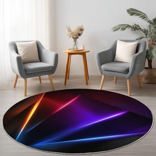 Anti-Rutsch Runder Teppich 150 cm, Abstrakt Technologie Lichter Thema Waschbarer Runder Teppich für Wohnzimmer Kinderzimmer Büro, Schwarz Flanell Rund Teppiche Weich Nicht Leicht zu Verblassen Anti-Rutsch Runder Teppich 150 cm, Abstrakt Technologie Lichter Thema Waschbarer Runder Teppich für Wohnzimmer Kinderzimmer Büro, Schwarz Flanell Rund Teppiche Weich Nicht Leicht zu Verblassen von Allgemein