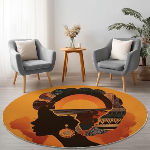Anti-Rutsch Runder Teppich 245 cm, Abstrakt Geometrisch Silhouette Thema Waschbarer Runder Teppich für Wohnzimmer Kinderzimmer Büro, Orange Farbe Flanell Rund Teppiche Weich Nicht Leicht zu Verblassen Anti-Rutsch Runder Teppich 245 cm, Abstrakt Geometrisch Silhouette Thema Waschbarer Runder Teppich für Wohnzimmer Kinderzimmer Büro, Orange Farbe Flanell Rund Teppiche Weich Nicht Leicht zu Verblassen von Allgemein