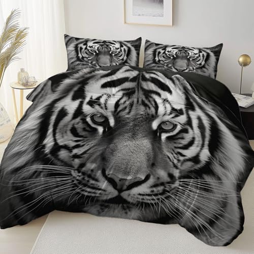 Bettbezug Dunkelgrau Doppelseitig Reversibel mit Reißverschluss Eckband, Tier Nahaufnahme Tiger Mikrofaser Bettwäsche Set Atmungsaktiv Reißfest, 200 x 200 cm Bettbezug Pflegeleicht Schlafzimmer Bettbezug Dunkelgrau Doppelseitig Reversibel mit Reißverschluss Eckband, Tier Nahaufnahme Tiger Mikrofaser Bettwäsche Set Atmungsaktiv Reißfest, 200 x 200 cm Bettbezug Pflegeleicht Schlafzimmer von Allgemein