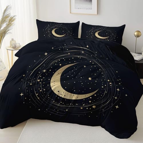 Bettbezug Schwarz Doppelseitig Reversibel mit Reißverschluss Eckband, Einfach Sterne Mond Mikrofaser Bettwäsche Set Atmungsaktiv Reißfest, 135 x 200 cm Bettbezug Pflegeleicht Schlafzimmer Bettbezug Schwarz Doppelseitig Reversibel mit Reißverschluss Eckband, Einfach Sterne Mond Mikrofaser Bettwäsche Set Atmungsaktiv Reißfest, 135 x 200 cm Bettbezug Pflegeleicht Schlafzimmer von Allgemein