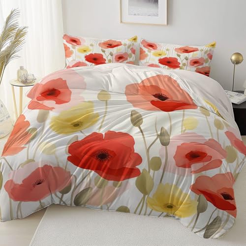 Bettbezug Weiß Doppelseitig Reversibel mit Reißverschluss Eckband, Einfach Blumen Mohn Mikrofaser Bettwäsche Set Atmungsaktiv Reißfest, 200 x 200 cm Bettbezug Pflegeleicht Schlafzimmer Bettbezug Weiß Doppelseitig Reversibel mit Reißverschluss Eckband, Einfach Blumen Mohn Mikrofaser Bettwäsche Set Atmungsaktiv Reißfest, 200 x 200 cm Bettbezug Pflegeleicht Schlafzimmer von Allgemein