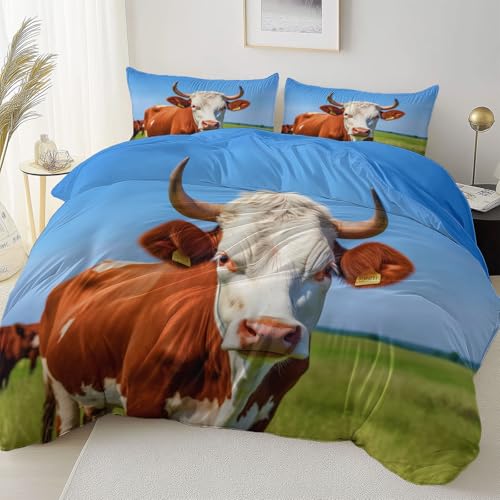 Blau Doppelseitig Bettbezug Pflegeleicht Atmungsaktiv, Tier Kuh Wiese Thema Bettwäsche für Jugendliche Erwachsene, 200 x 200 cm Bettbezug Mit Reißverschluss Einfaches Be- und Entladen Blau Doppelseitig Bettbezug Pflegeleicht Atmungsaktiv, Tier Kuh Wiese Thema Bettwäsche für Jugendliche Erwachsene, 200 x 200 cm Bettbezug Mit Reißverschluss Einfaches Be- und Entladen von Allgemein
