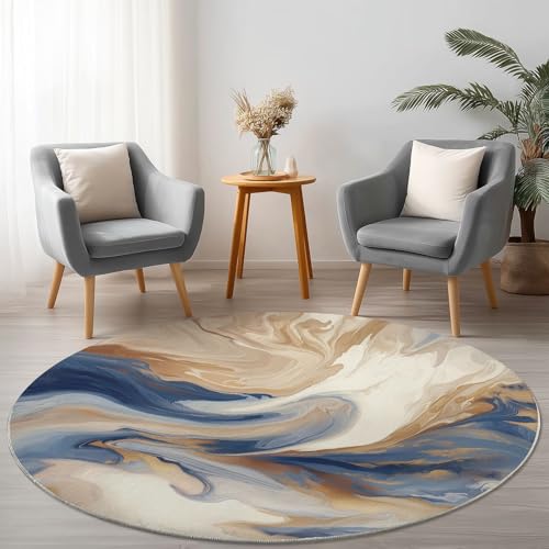 Blau Hellgelb Runder Teppich rutschfest Maschinenwaschbar Nicht Leicht zu Verblassen, Abstrakt Luxus Marmorlinien Flanell Kurzflor Weich Runder Teppich, Ø 245 cm Rund Teppiche für Studie Blau Hellgelb Runder Teppich rutschfest Maschinenwaschbar Nicht Leicht zu Verblassen, Abstrakt Luxus Marmorlinien Flanell Kurzflor Weich Runder Teppich, Ø 245 cm Rund Teppiche für Studie von Allgemein