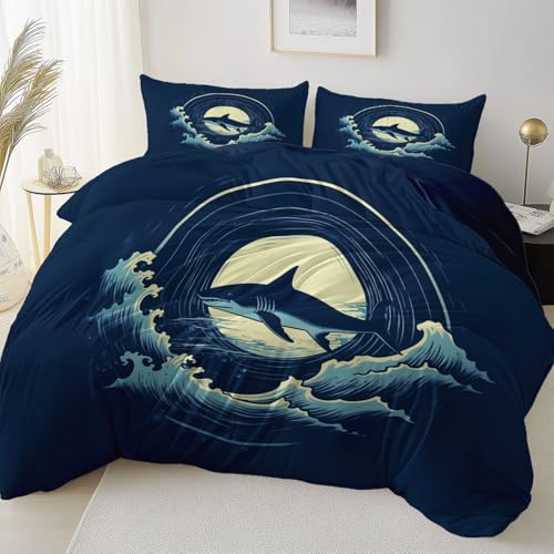 Dunkelblau Reversibel Bettbezug Nicht Leicht Verblassen Pflegeleicht, Abstrakt Hai Wellen Mikrofaser Bettbezug Mit Reißverschluss Weich Bügelfrei, 180 x 200 cm Bettwäsche Set Dauerhaft Dunkelblau Reversibel Bettbezug Nicht Leicht Verblassen Pflegeleicht, Abstrakt Hai Wellen Mikrofaser Bettbezug Mit Reißverschluss Weich Bügelfrei, 180 x 200 cm Bettwäsche Set Dauerhaft von Allgemein