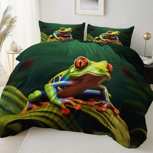 Dunkelgrün Reversibel Bettbezug Nicht Leicht Verblassen Pflegeleicht, Tier Blätter Frosch Mikrofaser Bettbezug Mit Reißverschluss Weich Bügelfrei, 135 x 200 cm Bettwäsche Set Dauerhaft Dunkelgrün Reversibel Bettbezug Nicht Leicht Verblassen Pflegeleicht, Tier Blätter Frosch Mikrofaser Bettbezug Mit Reißverschluss Weich Bügelfrei, 135 x 200 cm Bettwäsche Set Dauerhaft von Allgemein
