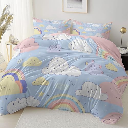 Rosa Doppelseitig Bettbezug Pflegeleicht Atmungsaktiv, Cartoon Regenbogen Weiße Wolke Thema Bettwäsche für Jugendliche Erwachsene, 135 x 200 cm Bettbezug Mit Reißverschluss Einfaches Be- und Entladen Rosa Doppelseitig Bettbezug Pflegeleicht Atmungsaktiv, Cartoon Regenbogen Weiße Wolke Thema Bettwäsche für Jugendliche Erwachsene, 135 x 200 cm Bettbezug Mit Reißverschluss Einfaches Be- und Entladen von Allgemein