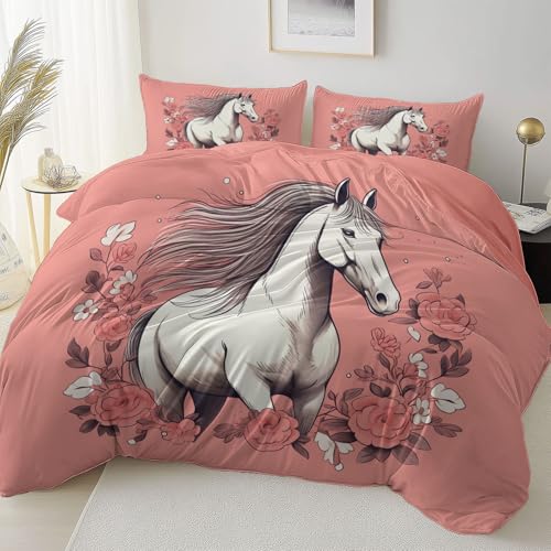 Rosa Reversibel Bettbezug Nicht Leicht Verblassen Pflegeleicht, Tier Pferd Blumen Mikrofaser Bettbezug Mit Reißverschluss Weich Bügelfrei, 240 x 220 cm Bettwäsche Set Dauerhaft Rosa Reversibel Bettbezug Nicht Leicht Verblassen Pflegeleicht, Tier Pferd Blumen Mikrofaser Bettbezug Mit Reißverschluss Weich Bügelfrei, 240 x 220 cm Bettwäsche Set Dauerhaft von Allgemein
