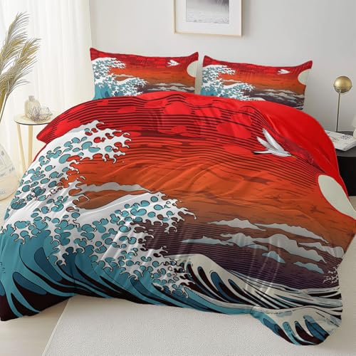 Rot Doppelseitig Bettbezug Pflegeleicht Atmungsaktiv, Japanisch Wellen Sonne Thema Bettwäsche für Jugendliche Erwachsene, 180 x 200 cm Bettbezug Mit Reißverschluss Einfaches Be- und Entladen Rot Doppelseitig Bettbezug Pflegeleicht Atmungsaktiv, Japanisch Wellen Sonne Thema Bettwäsche für Jugendliche Erwachsene, 180 x 200 cm Bettbezug Mit Reißverschluss Einfaches Be- und Entladen von Allgemein