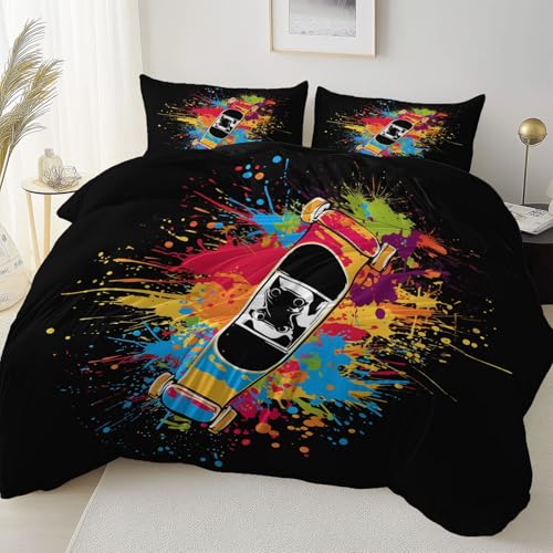 Schwarz Doppelseitig Bettbezug Pflegeleicht Atmungsaktiv, Abstrakt Graffiti Skateboard Thema Bettwäsche für Jugendliche Erwachsene, 135 x 200 cm Bettbezug Mit Reißverschluss Einfaches Be- und Entladen Schwarz Doppelseitig Bettbezug Pflegeleicht Atmungsaktiv, Abstrakt Graffiti Skateboard Thema Bettwäsche für Jugendliche Erwachsene, 135 x 200 cm Bettbezug Mit Reißverschluss Einfaches Be- und Entladen von Allgemein