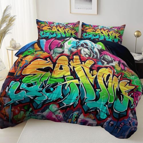 Schwarz Doppelseitig Bettbezug Pflegeleicht Atmungsaktiv, Abstrakt Graffiti Text Thema Bettwäsche für Jugendliche Erwachsene, 135 x 200 cm Bettbezug Mit Reißverschluss Einfaches Be- und Entladen Schwarz Doppelseitig Bettbezug Pflegeleicht Atmungsaktiv, Abstrakt Graffiti Text Thema Bettwäsche für Jugendliche Erwachsene, 135 x 200 cm Bettbezug Mit Reißverschluss Einfaches Be- und Entladen von Allgemein