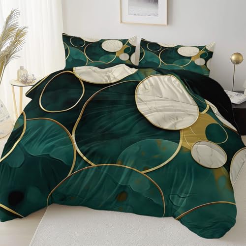 Schwarz Doppelseitig Bettbezug Pflegeleicht Atmungsaktiv, Einfach Geometrisch Kreis Thema Bettwäsche für Jugendliche Erwachsene, 240 x 220 cm Bettbezug Mit Reißverschluss Einfaches Be- und Entladen von Allgemein