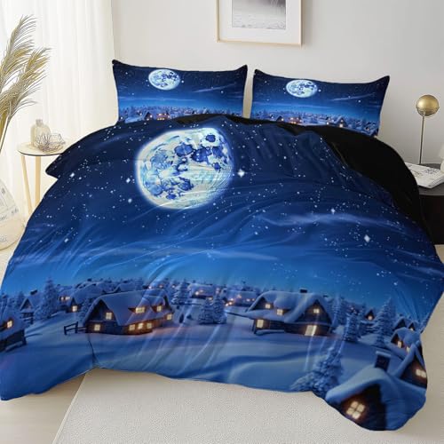 Schwarz Reversibel Bettbezug Nicht Leicht Verblassen Pflegeleicht, Landschaft Verschneite Nacht Mond Mikrofaser Bettbezug Mit Reißverschluss Weich Bügelfrei, 200 x 200 cm Bettwäsche Set Dauerhaft Schwarz Reversibel Bettbezug Nicht Leicht Verblassen Pflegeleicht, Landschaft Verschneite Nacht Mond Mikrofaser Bettbezug Mit Reißverschluss Weich Bügelfrei, 200 x 200 cm Bettwäsche Set Dauerhaft von Allgemein