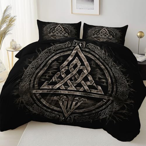 Schwarz Reversibel Bettbezug Nicht Leicht Verblassen Pflegeleicht, Traditionell Künstlerisch Rune Mikrofaser Bettbezug Mit Reißverschluss Weich Bügelfrei, 155 x 220 cm Bettwäsche Set Dauerhaft Schwarz Reversibel Bettbezug Nicht Leicht Verblassen Pflegeleicht, Traditionell Künstlerisch Rune Mikrofaser Bettbezug Mit Reißverschluss Weich Bügelfrei, 155 x 220 cm Bettwäsche Set Dauerhaft von Allgemein