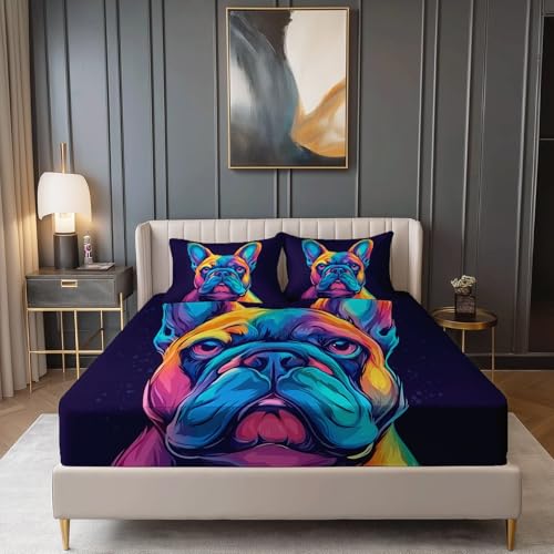 Spannbettlaken Abstrakt Graffiti Hund Mikrofaser Wunderschön Bedrucktes Weiche Bequem Spannbetttuch, Bunt Atmungsaktivem Spannbetttuch Mit 30cm Tiefer Tasche, (90 x 200 cm) von Allgemein