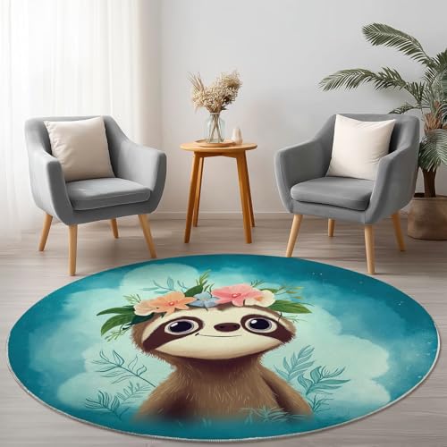 Weich Flanell Blau Braune Runder Teppich Rutschfest Waschbar, Tiere Cartoons Faultiere Runder Teppich für Kinder Flur Wohnzimmer Büro Schlafzimmer, Ø 120 cm Rund Teppiche Einweihungsgeschenk Weich Flanell Blau Braune Runder Teppich Rutschfest Waschbar, Tiere Cartoons Faultiere Runder Teppich für Kinder Flur Wohnzimmer Büro Schlafzimmer, Ø 120 cm Rund Teppiche Einweihungsgeschenk von Allgemein