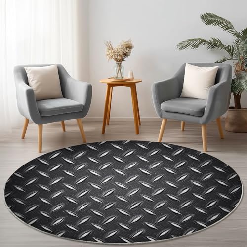 Weich Flanell Dunkelgrau Runder Teppich Rutschfest Waschbar, Abstrakt Realistisch Stahlplatte Runder Teppich für Kinder Flur Wohnzimmer Büro Schlafzimmer, Ø 90 cm Rund Teppiche Einweihungsgeschenk Weich Flanell Dunkelgrau Runder Teppich Rutschfest Waschbar, Abstrakt Realistisch Stahlplatte Runder Teppich für Kinder Flur Wohnzimmer Büro Schlafzimmer, Ø 90 cm Rund Teppiche Einweihungsgeschenk von Allgemein