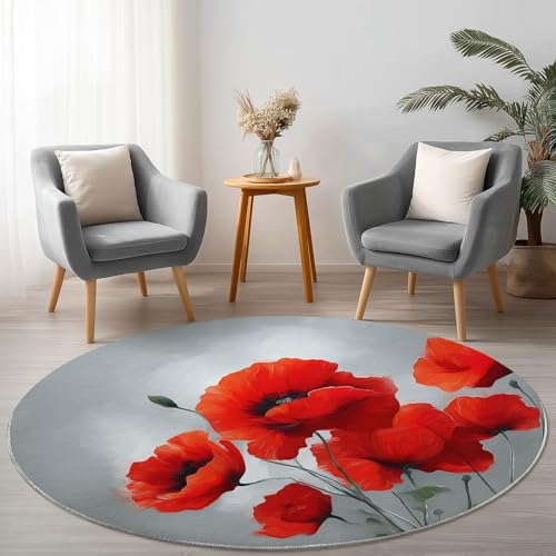 Weich Flanell Grau Rot Runder Teppich rutschfest Waschbar, Blumen Ölgemälde Mohnblumen Runder Teppich für Kinder Flur Wohnzimmer Büro Schlafzimmer, Ø 60 cm Rund Teppiche Einweihungsgeschenk Weich Flanell Grau Rot Runder Teppich rutschfest Waschbar, Blumen Ölgemälde Mohnblumen Runder Teppich für Kinder Flur Wohnzimmer Büro Schlafzimmer, Ø 60 cm Rund Teppiche Einweihungsgeschenk von Allgemein