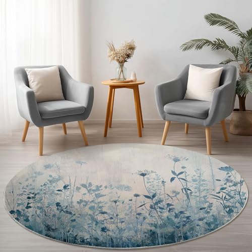 Weich Flanell Graublau Runder Teppich Rutschfest Waschbar, Abstrakt Pastoral Wildblumen Runder Teppich für Kinder Flur Wohnzimmer Büro Schlafzimmer, Ø 210 cm Rund Teppiche Einweihungsgeschenk Weich Flanell Graublau Runder Teppich Rutschfest Waschbar, Abstrakt Pastoral Wildblumen Runder Teppich für Kinder Flur Wohnzimmer Büro Schlafzimmer, Ø 210 cm Rund Teppiche Einweihungsgeschenk von Allgemein