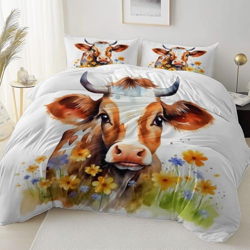 Weiß Doppelseitig Bettbezug Pflegeleicht Atmungsaktiv, Tier Aquarell Kuh Thema Bettwäsche für Jugendliche Erwachsene, 240 x 220 cm Bettbezug Mit Reißverschluss Einfaches Be- und Entladen Weiß Doppelseitig Bettbezug Pflegeleicht Atmungsaktiv, Tier Aquarell Kuh Thema Bettwäsche für Jugendliche Erwachsene, 240 x 220 cm Bettbezug Mit Reißverschluss Einfaches Be- und Entladen von Allgemein