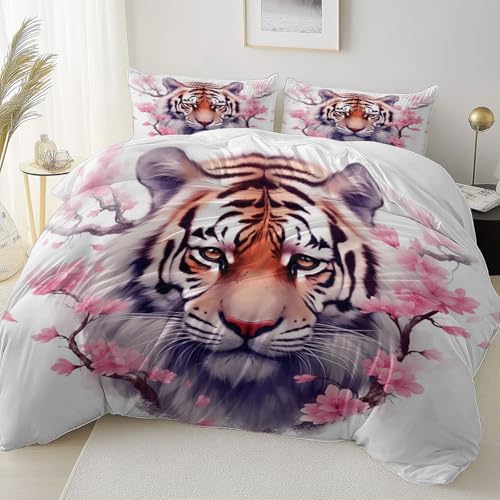 Weiß Doppelseitig Bettbezug Pflegeleicht Atmungsaktiv, Tier Tiger Kirschblüten Thema Bettwäsche für Jugendliche Erwachsene, 155 x 220 cm Bettbezug Mit Reißverschluss Einfaches Be- und Entladen Weiß Doppelseitig Bettbezug Pflegeleicht Atmungsaktiv, Tier Tiger Kirschblüten Thema Bettwäsche für Jugendliche Erwachsene, 155 x 220 cm Bettbezug Mit Reißverschluss Einfaches Be- und Entladen von Allgemein