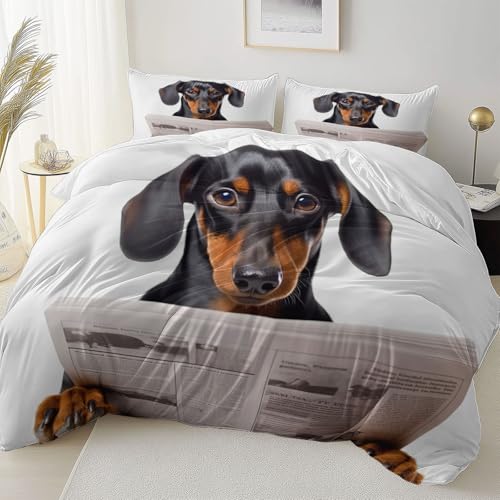 Weiß Reversibel Bettbezug Nicht Leicht Verblassen Pflegeleicht, Abstrakt Dackel Zeitung Mikrofaser Bettbezug Mit Reißverschluss Weich Bügelfrei, 155 x 220 cm Bettwäsche Set Dauerhaft Weiß Reversibel Bettbezug Nicht Leicht Verblassen Pflegeleicht, Abstrakt Dackel Zeitung Mikrofaser Bettbezug Mit Reißverschluss Weich Bügelfrei, 155 x 220 cm Bettwäsche Set Dauerhaft von Allgemein