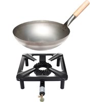 AllGrill Hockerkocher-Set mit Stahl-Wok Ø 30 cm - ohne Zündsicherung von Allgrill