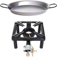 Hockerkocher-Set klein mit Paella Pfanne Stahl Ø 42 cm - mit Zündsicherung von Allgrill