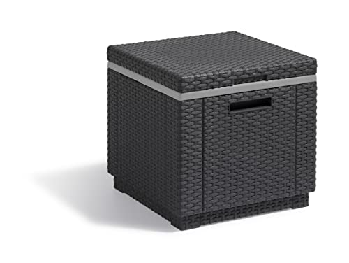 Allibert 218759 Kühlbox / Beistelltisch Ice Cube, Rattanoptik, Kunststoff, graphit von Keter