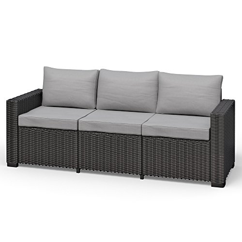 Allibert California 3-Sitzer Couch Polyrattan Gartenmöbel Lounge Rattanoptik von Allibert