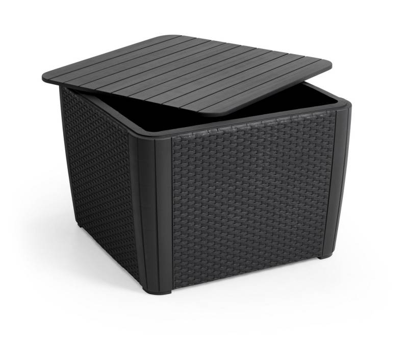 Allibert Hocker Allibert Luzon Beistelltisch/Hocker flaches Wicker - Rattanoptik (1 St), 1x Hocker Luzon von Allibert
