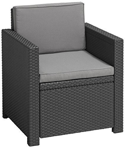 Allibert Lounge Victoria Dining Sessel, graphit/cool grau, 65 x 63 x 77 cm, robuste Kunststoffstühle Garten von Keter