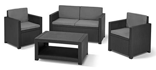 Allibert by Keter Gartenlounge Set Monaco, graphit/grey, 4tlg., inkl. Sitz- und Rückenkissen, Kunststoff, flache Rattanoptik Allibert by Keter Gartenlounge Set Monaco, graphit/grey, 4tlg., inkl. Sitz- und Rückenkissen, Kunststoff, flache Rattanoptik von Keter