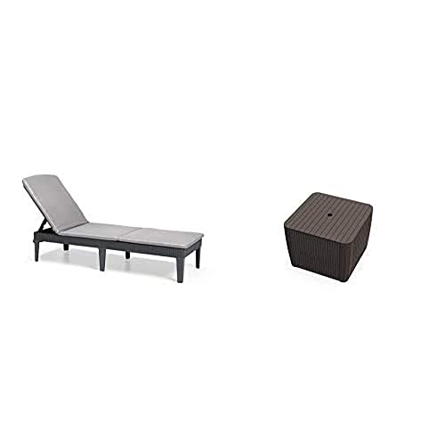 Allibert by Keter Sonnenliege Jaipur + Gartentisch Patio Umbrella Table Flat Wicker von Allibert