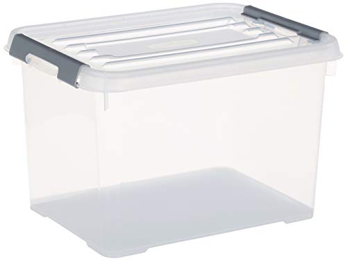 Curver Aufbewahrungsbox Handy Plus mit Deckel 20L in Transparent/Silber, 40 x 29 x 25 cm von Allibert
