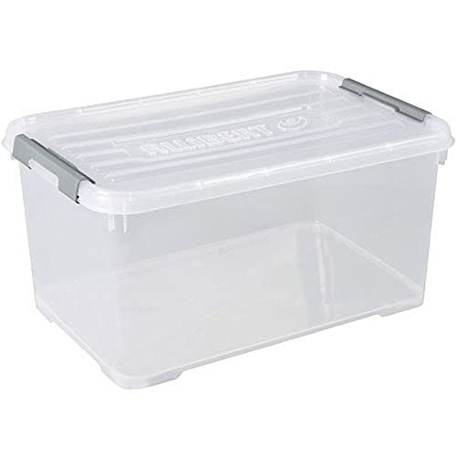 Allibert "praktischer Plus Aufbewahrungsbox mit Deckel, transparent/Silber, 50 Liter von Curver