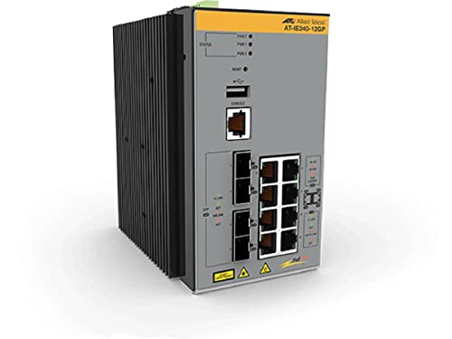 Allied Telesis AT-IE340-12GP-80 | 8 x 10/100/1000T PoE, 4X 100/1000X SFP, -40°C to 75°C, DIN Rail, DC External PSU Not Included von Allied Telesis