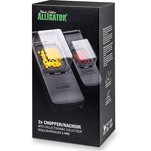 ALLIGATOR 3007 - 2-er Set Multifunktionsschneider mit Auffangboxen - Mini & Original - Gemüse- und Zwiebelschneider - 3x3 & 6x6 mm-Klingen - BPA-frei - Schwarz von Alligator