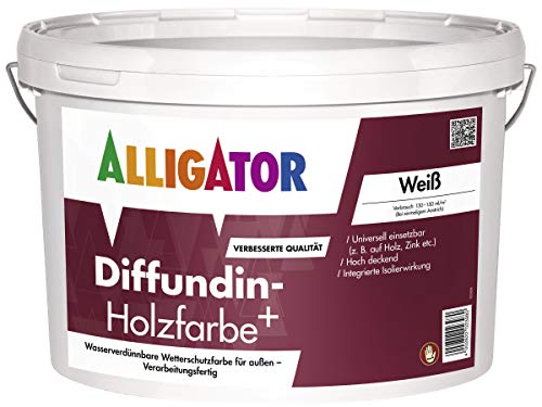 Alligator Diffundin Holzfarbe seidenglänzend 2,5 L (weiß) von Alligator