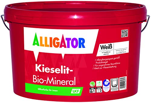 Alligator-Kieselit-Bio-Mineral - Wandfarbe weiß - Deckkraftklasse 1 - Innenwandfarbe (12,5 Liter) von Alligator