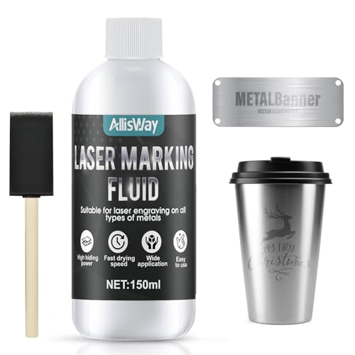 AllisWay Lasermarkierungsflüssigkeit, Lasermarkierungspuder, Laser Markierungsspray, Laser Marking Fluid, Schnelltrocknend, Geeignet zum Lasergravieren und Markieren von Metallen, 150ML AllisWay Lasermarkierungsflüssigkeit, Lasermarkierungspuder, Laser Markierungsspray, Laser Marking Fluid, Schnelltrocknend, Geeignet zum Lasergravieren und Markieren von Metallen, 150ML von AllisWay