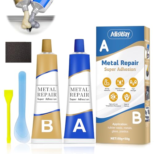 AllisWay Metall Kleber, Kaltschweißen, Metallkleber Extra Stark, Metallkleber Extra Stark Wasserfest Hitzebeständig für Die Reparatur von Rissen, Verschleiß usw, an Verschiedenen Metallmaterialien von AllisWay