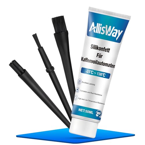 AllisWay Silikonfett für Kaffeevollautomaten, Armaturenfett, Silikonfett für Dichtungen mit Pinsel, Mehrzweckfett für Wasserdichter Ring für O-Ring-Dichtung, Brühgruppe, 50 Ml AllisWay Silikonfett für Kaffeevollautomaten, Armaturenfett, Silikonfett für Dichtungen mit Pinsel, Mehrzweckfett für Wasserdichter Ring für O-Ring-Dichtung, Brühgruppe, 50 Ml von AllisWay