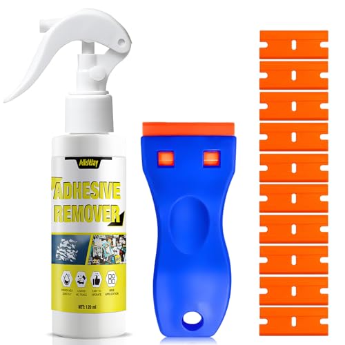 Allisway Etikettenentferner,Klebstoffentferner,Klebereste Entferner Löst Sich Schnell auf und Entfernt Effektiv Hartnäckige Flecken wie Etiketten,120 ml + 1 Schaber und 10 Kunststoffklingen Allisway Etikettenentferner,Klebstoffentferner,Klebereste Entferner Löst Sich Schnell auf und Entfernt Effektiv Hartnäckige Flecken wie Etiketten,120 ml + 1 Schaber und 10 Kunststoffklingen von AllisWay